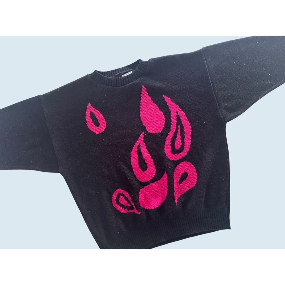 Vintage AVON Fashions Black & Pink Pullover Sweater 1980s Sz M